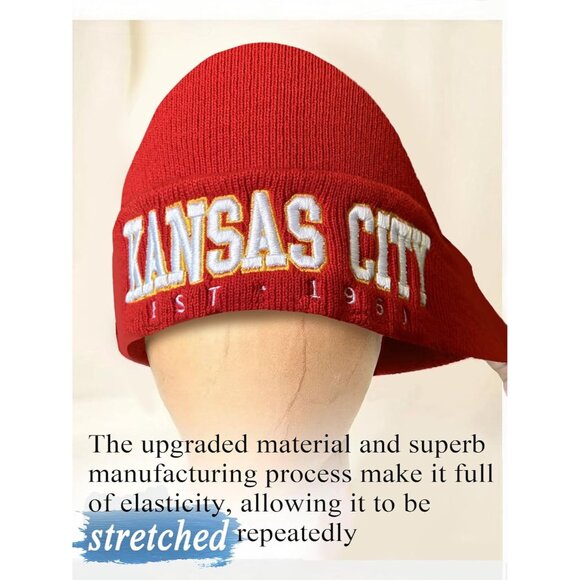 Women's Red & Yellow Soft Knit Winter Hat For Cold Weather Beanie Toque Hat - Picture 5 of 7